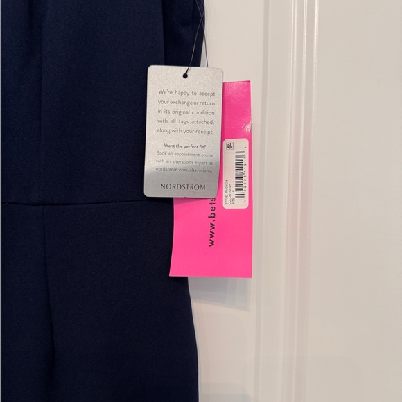 New Betsey Johnson Navy Stretch Ruffle Sheath Pencil Midi Dress Size 6 NWT - Picture 11 of 14